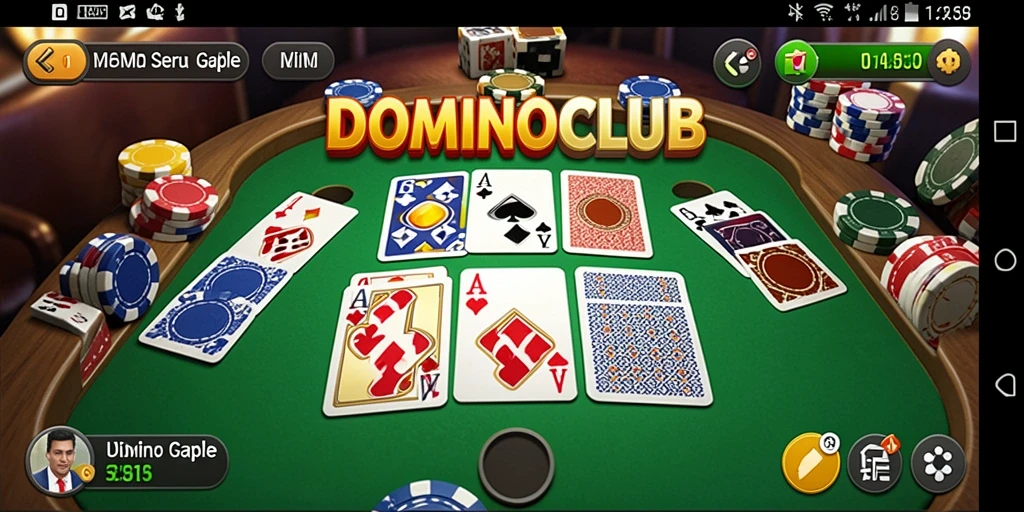 Screenshot gameplay DOMINOCLUB menampilkan suasana seru bermain Gaple.