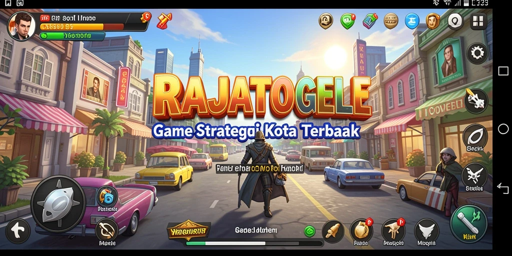 Tangkapan layar utama menunjukkan gameplay seru dalam membangun kota.