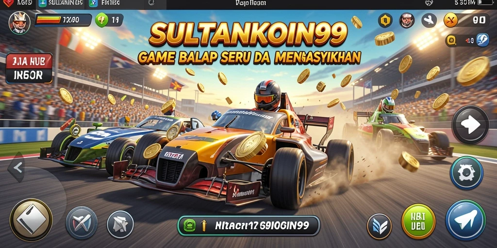 Screenshot gameplay SULTANKOIN99 menampilkan momen balapan seru dengan mobil berkualitas tinggi.