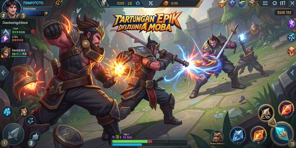 Tampilan gameplay epik TEMPOTOTO di arena pertempuran.